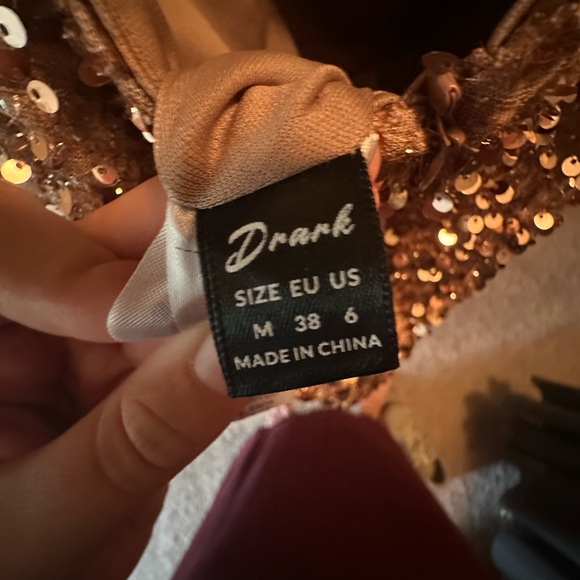 Gold Floral Sequin Cold Shoulder Romper NWOT - Picture 7 of 8